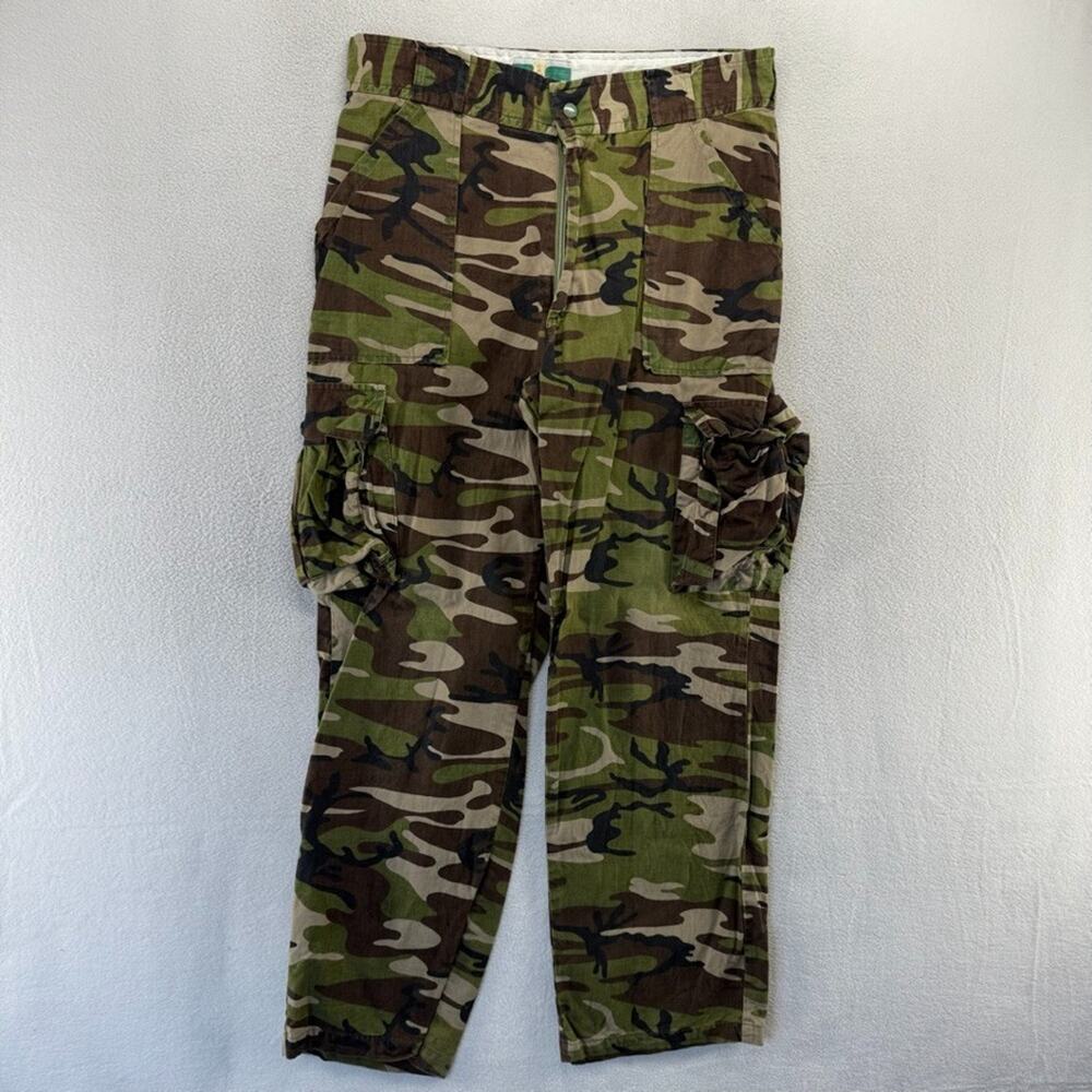 Vintage Game Winner Camo Pants Men's 38x32 Fits 33x30 Green Brown Hunting 90s
